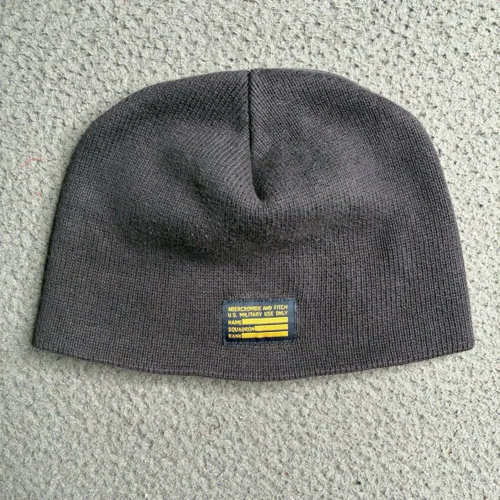 Abercrombie & Fitch Vintage Y2K Knit Beanie Winter Hat Ski Snowboard Military